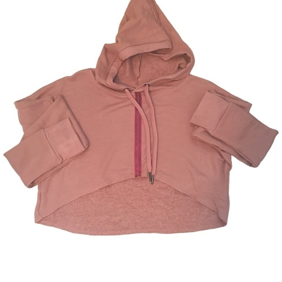 SPLENDID Rayon Blend Pink Crop Pullover Hoodie Activewear Yoga Fitness Street - Picture 7 of 14